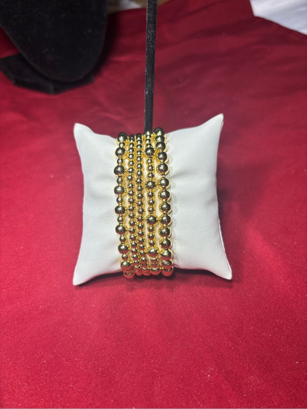 5 New Gold Bead Stretch Bracelet Set - Women Jewelry